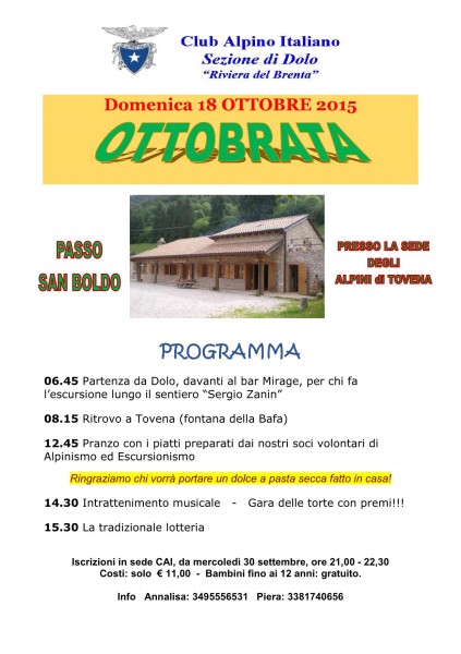 Ottobrata 18/10/2015 Passo San Boldo